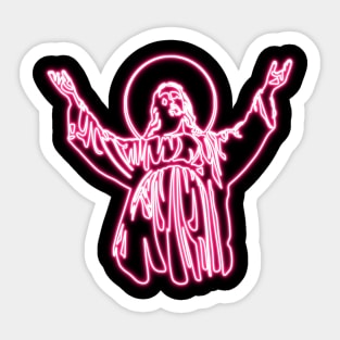 Pink Neon Jesus Sticker